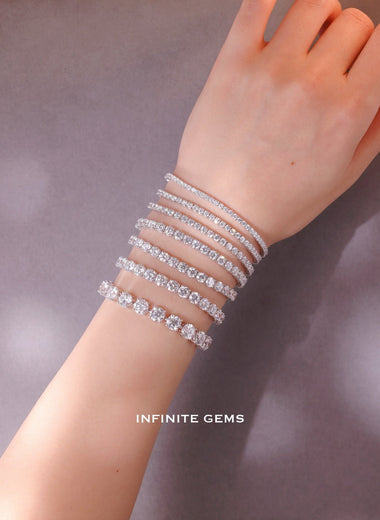 Lab Grown Diamond Round Shape Classic Four Prongs Tennis Bracelet - Infinite Gems Limited