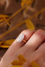 Marquise Lab Diamond Solitaire Ring - Low Setting with Hidden Halo - Infinite Gems Limited