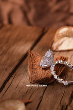 Marquise Shape Ring - Fancy Half Pavé Setting - Infinite Gems Limited