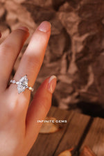 Marquise Shape Ring - Fancy Half Pavé Setting - Infinite Gems Limited