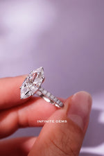 Marquise Shape Ring - Half Pavé Setting - Infinite Gems Limited