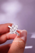 Marquise Shape Ring - Half Pavé Setting - Infinite Gems Limited
