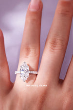 Marquise Shape Ring - Half Pavé Setting - Infinite Gems Limited