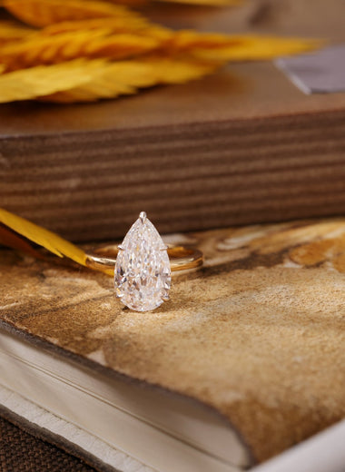 Modified Pear Lab Diamond Solitaire Ring - Low Setting - Infinite Gems Limited