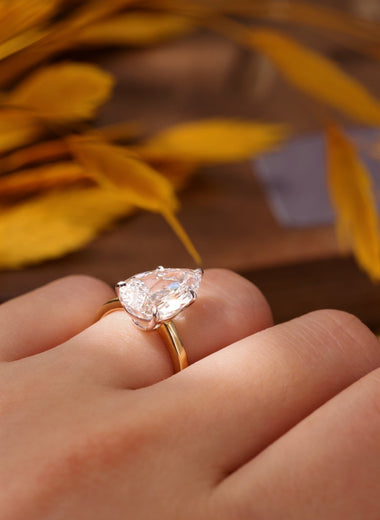 Modified Pear Lab Diamond Solitaire Ring - Low Setting - Infinite Gems Limited