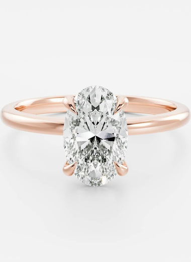 Oval Lab Diamond Solitaire Ring - High Setting - Infinite Gems Limited