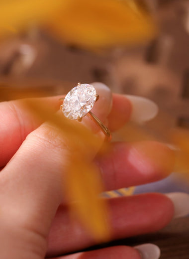 Oval Lab Diamond Solitaire Ring - High Setting with Hidden Halo - Infinite Gems Limited