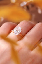 Oval Lab Diamond Solitaire Ring - High Setting with Hidden Halo - Infinite Gems Limited