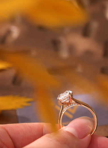 Oval Lab Diamond Solitaire Ring - High Setting with Hidden Halo - Infinite Gems Limited
