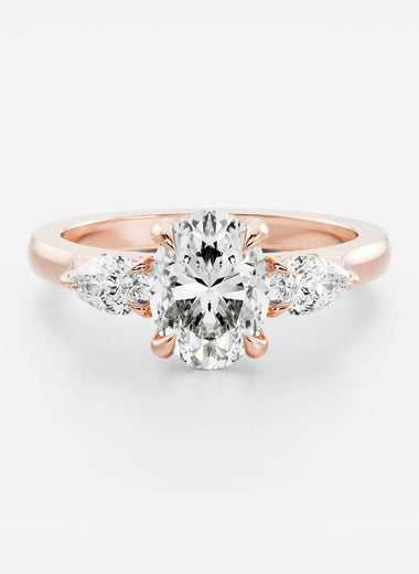 Oval Lab Diamond Trilogy Ring - Pear Diamond - Infinite Gems Limited
