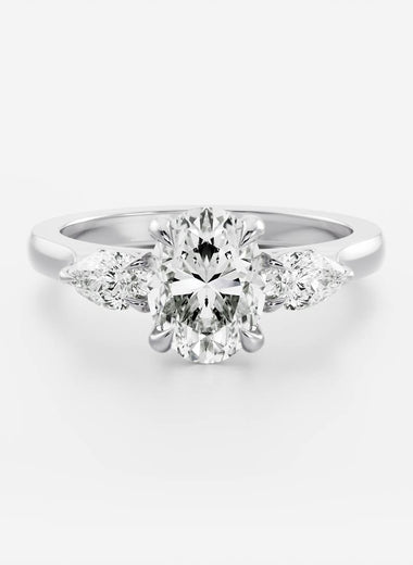 Oval Lab Diamond Trilogy Ring - Pear Diamond - Infinite Gems Limited