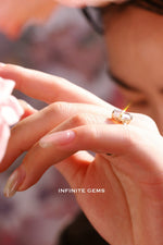 Oval Rose Cut Lab Diamond Solitaire Ring - Low Setting - Infinite Gems Limited