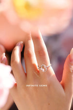 Oval Rose Cut Lab Diamond Solitaire Ring - Low Setting - Infinite Gems Limited
