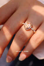 Oval Rose Cut Lab Diamond Solitaire Ring - Low Setting - Infinite Gems Limited