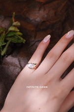 Pear Shape Ring - Plain Band with Tilted Bezel Setting - Infinite Gems Limited