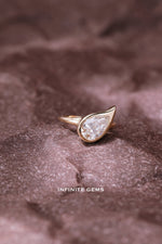 Pear Shape Ring - Plain Band with Tilted Bezel Setting - Infinite Gems Limited