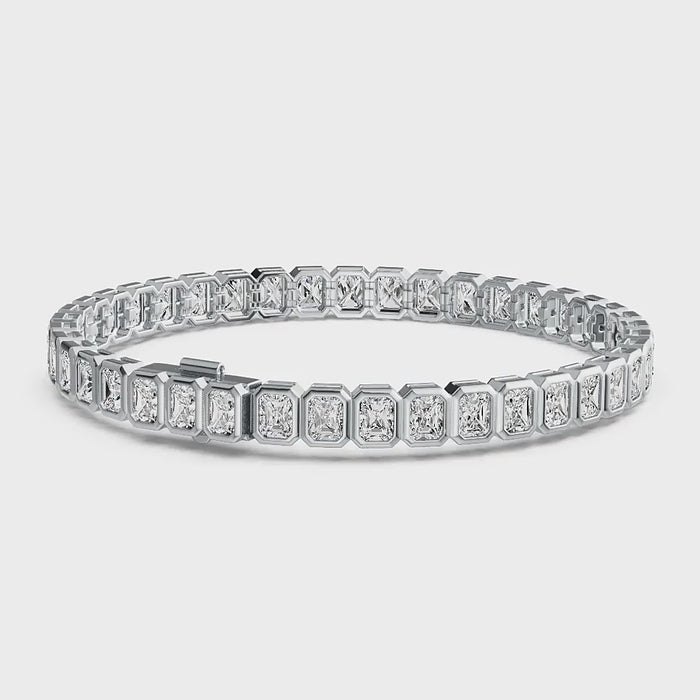 Emerald Cut Lab Grown Diamond Bezel Tennis Bracelet