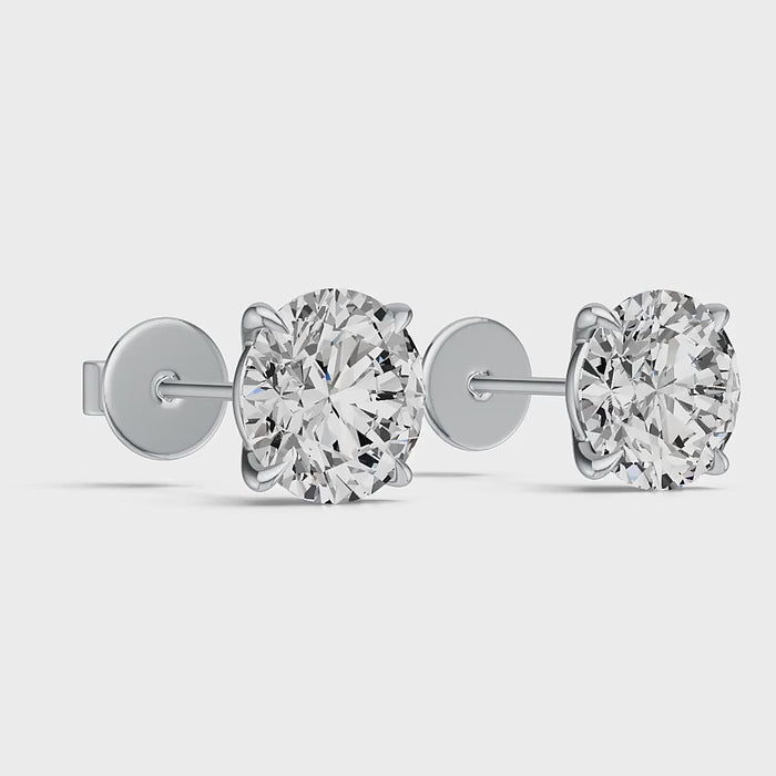 Round Shape Stud Earrings - 4 Prongs Martini Setting