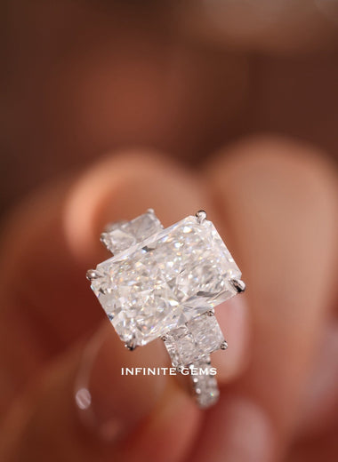 Radiant Shape Ring - Radiant 3 Stone Setting - Infinite Gems Limited