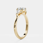Round Lab Diamond Trilogy Ring - Pear Diamond - Infinite Gems Limited